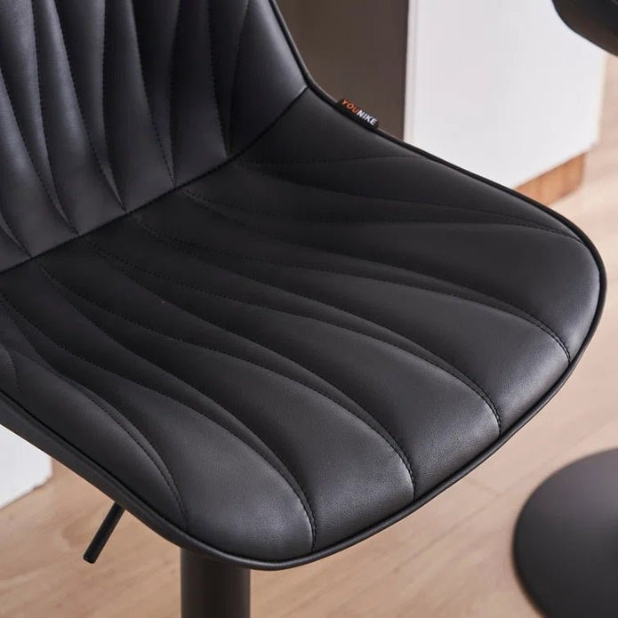 SERENITa Black Modern Height Adjustable Swivel Bar Stools Upholstered Leather Barstool Kitchen Island Chairs V255-BS8409-BLACK