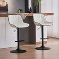 SERENITa White Modern Height Adjustable Swivel Bar Stools Upholstered Leather Barstool Kitchen Island Chairs V255-BS8409-WHITE