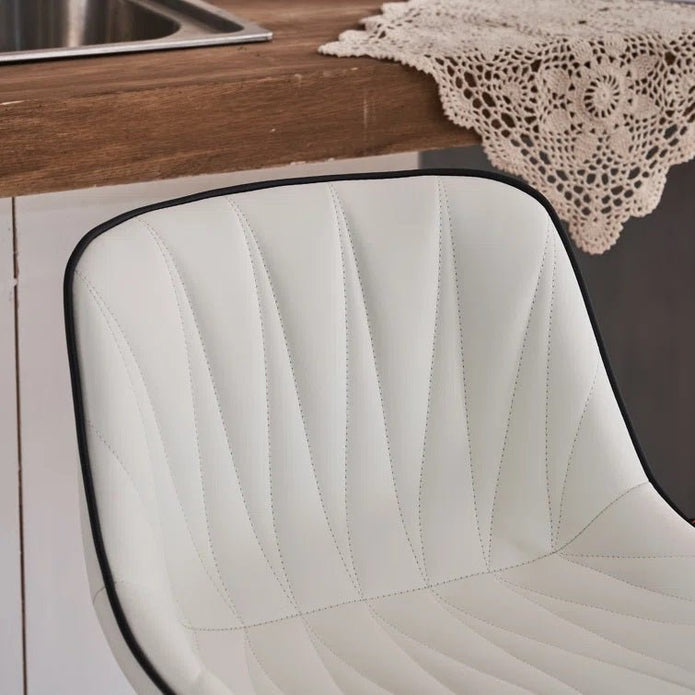SERENITa White Modern Height Adjustable Swivel Bar Stools Upholstered Leather Barstool Kitchen Island Chairs V255-BS8409-WHITE