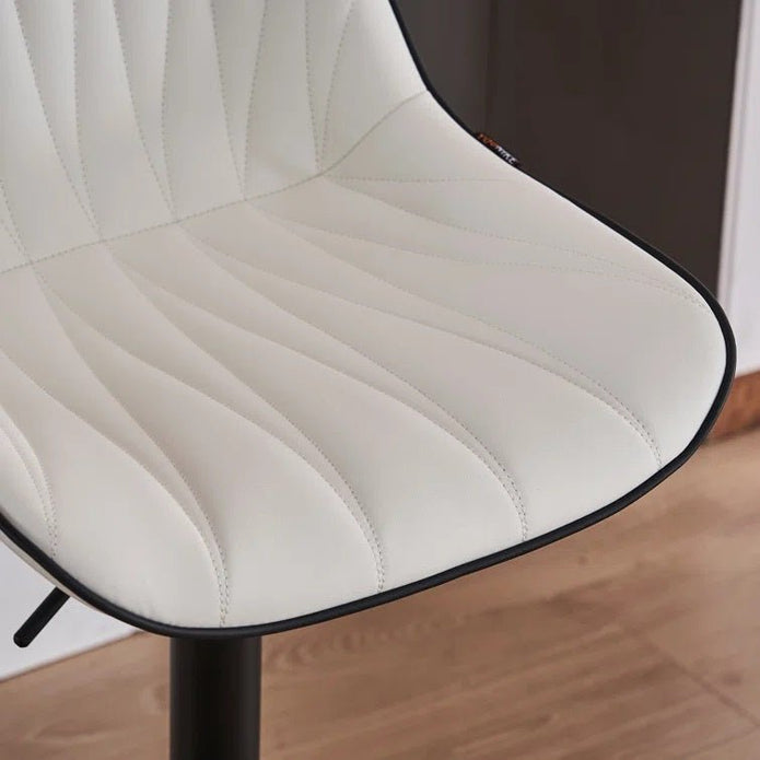 SERENITa White Modern Height Adjustable Swivel Bar Stools Upholstered Leather Barstool Kitchen Island Chairs V255-BS8409-WHITE
