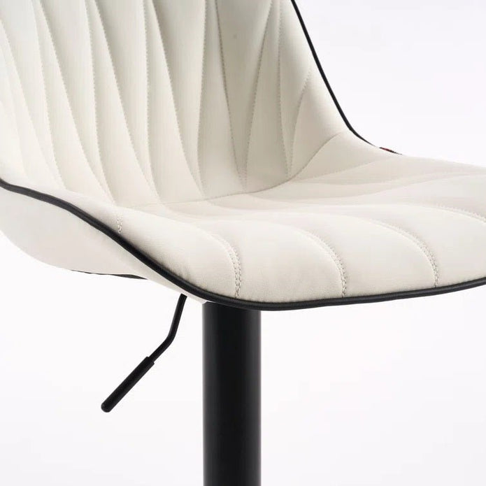 SERENITa White Modern Height Adjustable Swivel Bar Stools Upholstered Leather Barstool Kitchen Island Chairs V255-BS8409-WHITE