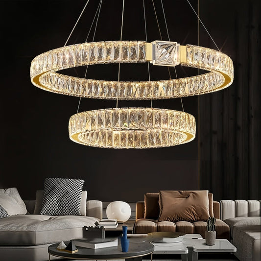 BAMDECOR C3319 Modern Crystal Chandeliers Lighting Fixtures Contemporary Round Chandelier Lighting Fixtures V255-C3319-2-0806