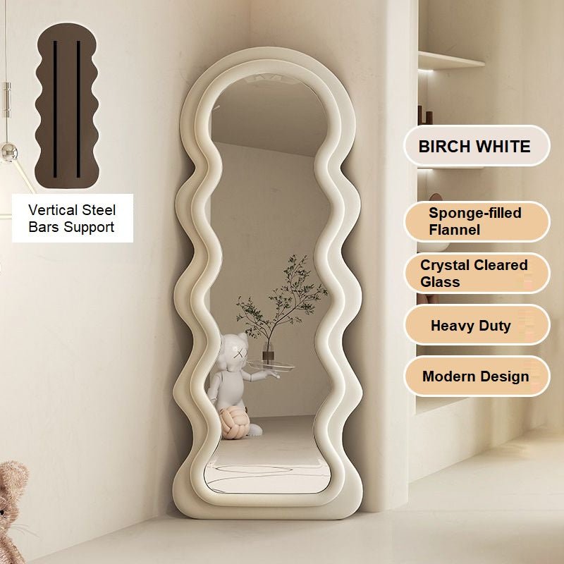 1.7m Elegance Curvy Floor Mirror Wavy Full Lenght Curvy Squiggle Full Body Irregular Asymmetrical Floor Home V255-CFBMIRROR-BW
