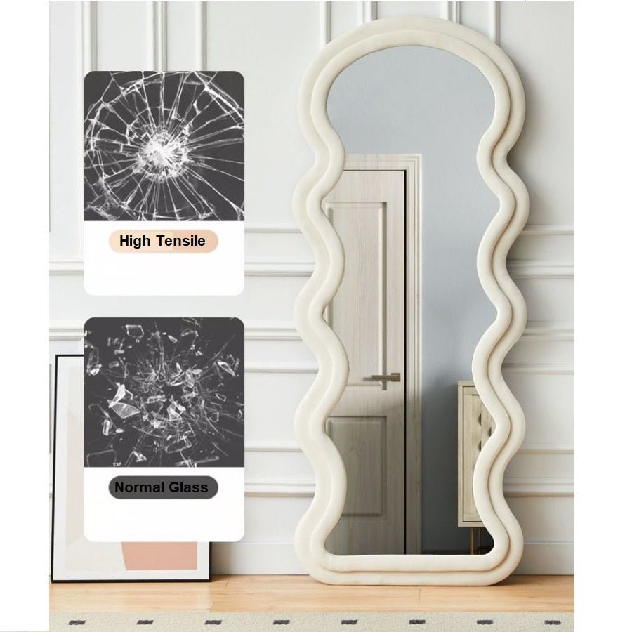 1.7m Elegance Curvy Floor Mirror Wavy Full Lenght Curvy Squiggle Full Body Irregular Asymmetrical Floor Home V255-CFBMIRROR-BW