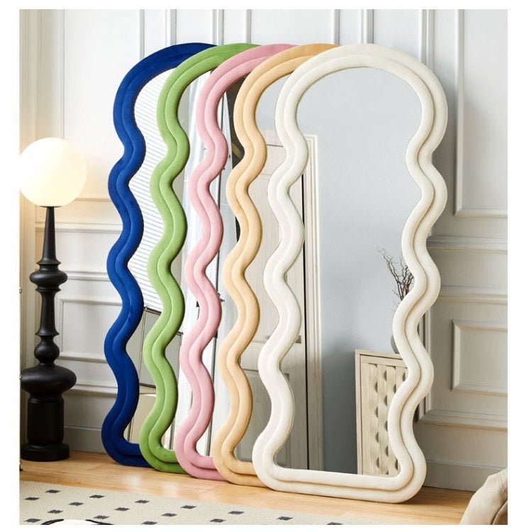 1.7m Elegance Curvy Floor Mirror Wavy Full Lenght Curvy Squiggle Full Body Irregular Asymmetrical Floor Home V255-CFBMIRROR-PINK