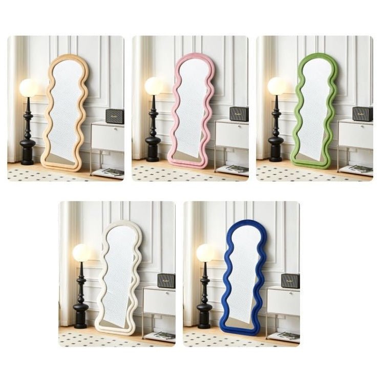 1.7m Elegance Curvy Floor Mirror Wavy Full Lenght Curvy Squiggle Full Body Irregular Asymmetrical Floor Home V255-CFBMIRROR-PINK