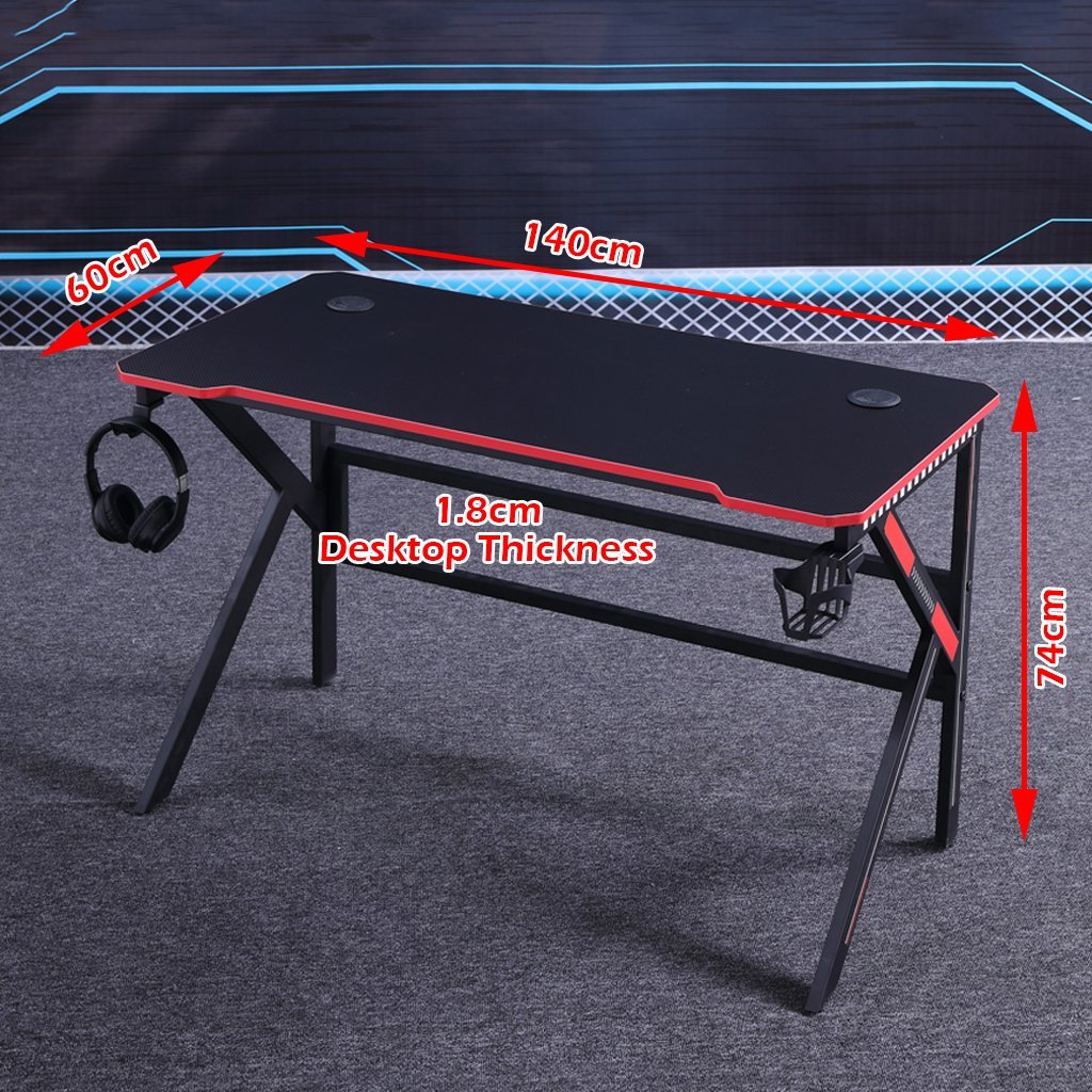 Gaming Desk Desktop PC Computer Desks Desktop Racing Table Office Laptop Home K-Shaped Legs Black 120cm V255-D2105-120CM
