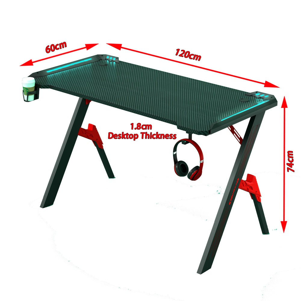 140cm RGB Gaming Desk Desktop PC Computer Desks Desktop Racing Table Office Laptop Home AU V255-D2105-140-RGB