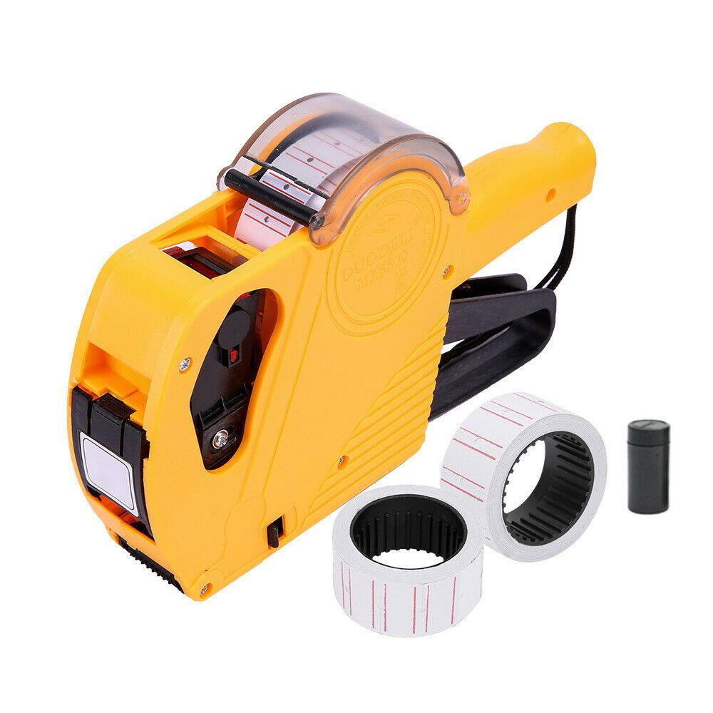Price Tag Gun Labeller Pricing with 2 Rolls Labels and Inks Roller Machine Kit Red V255-DATEGUN-RED