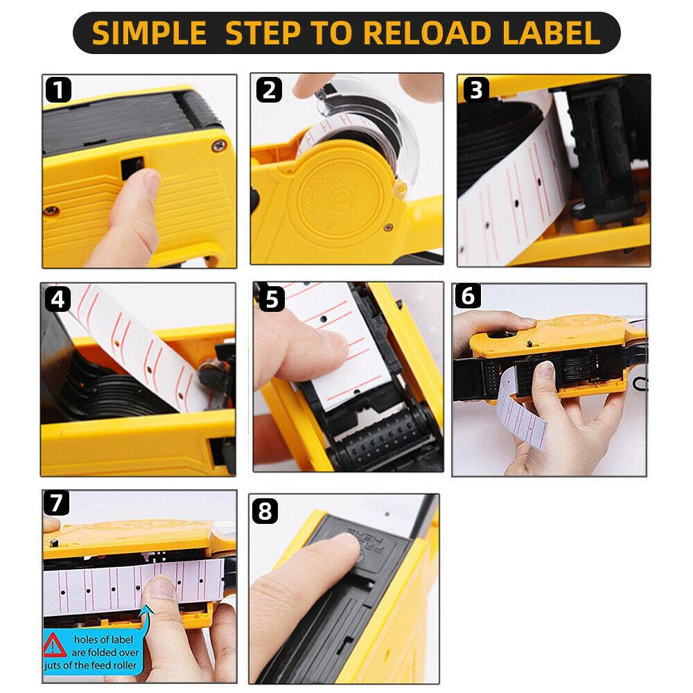 Price Tag Gun Labeller Pricing with 2 Rolls Labels and Inks Roller Machine Kit Red V255-DATEGUN-RED
