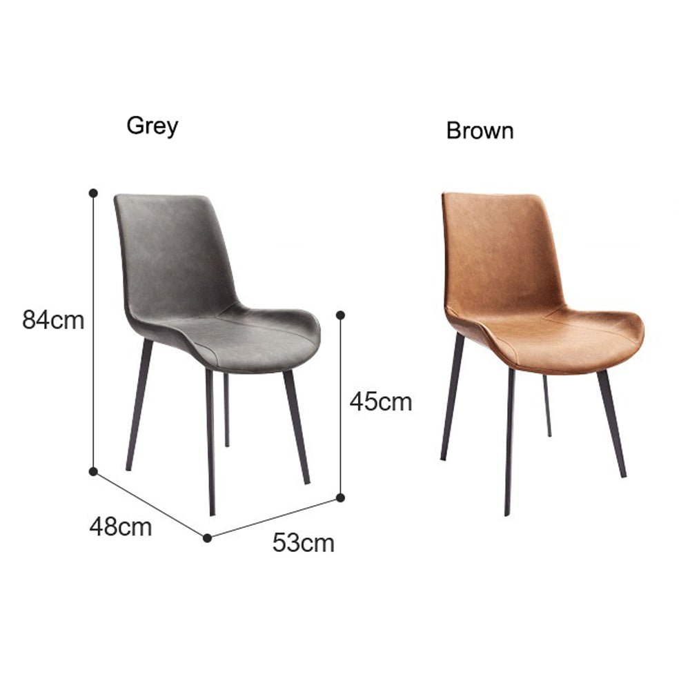 Minimal List Dining Chairs PU Retro Chair Cafe Kitchen Modern Metal Legs x 2 Grey V255-DINGREY