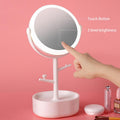Ecoco Smart LED Light Cosmetic Makeup Mirror USB Touch Screen Home Desk Vanity 360 degrees Pink V255-E1908-PINK
