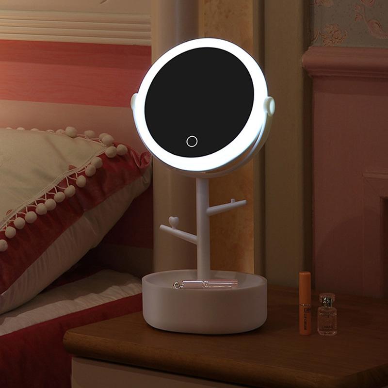 Ecoco Smart LED Light Cosmetic Makeup Mirror USB Touch Screen Home Desk Vanity 360 degrees Pink V255-E1908-PINK