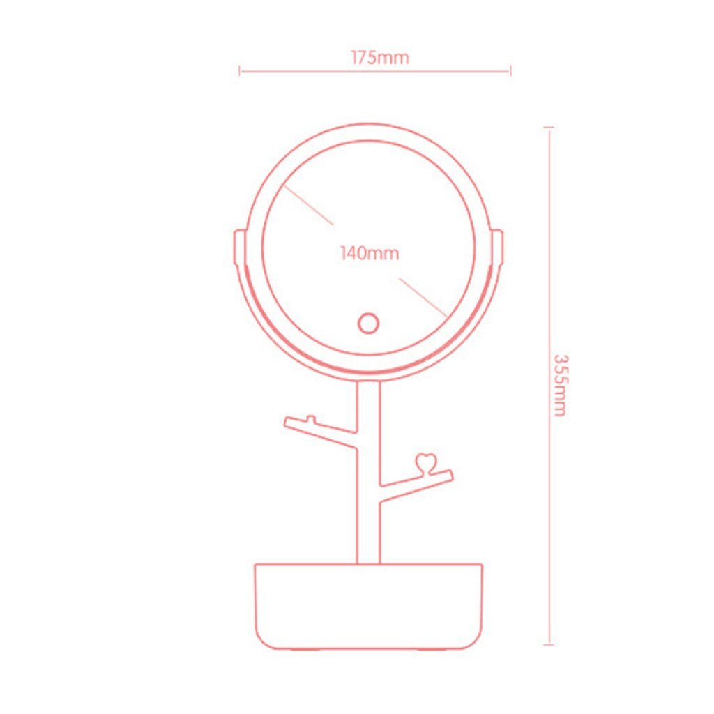 Ecoco Smart LED Light Cosmetic Makeup Mirror USB Touch Screen Home Desk Vanity 360 degrees Pink V255-E1908-PINK