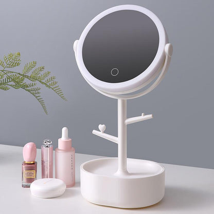 Ecoco Smart LED Light Cosmetic Makeup Mirror USB Touch Screen Home Desk Vanity 360 degrees Pink V255-E1908-PINK