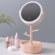 Ecoco Smart LED Light Cosmetic Makeup Mirror USB Touch Screen Home Desk Vanity 360 degrees Pink V255-E1908-PINK