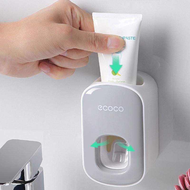 Ecoco Wall mount auto ands Free Toothpaste Dispenser Automatic Toothpaste Squeezer Bathroom Toothpaste Holder V255-E1922-BL
