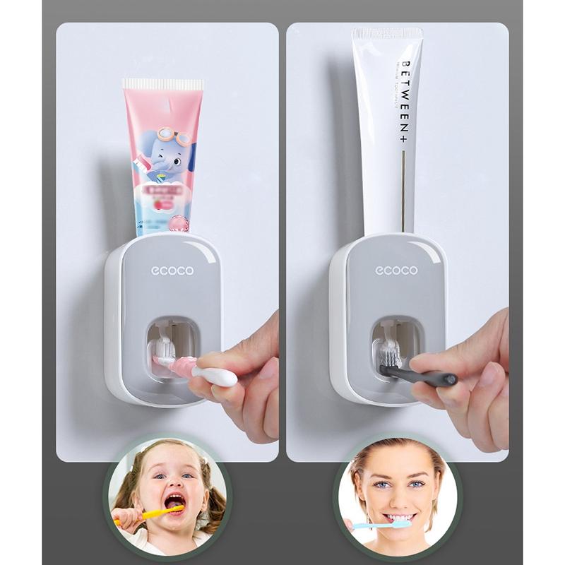 Ecoco Wall mount auto ands Free Toothpaste Dispenser Automatic Toothpaste Squeezer Bathroom Toothpaste Holder V255-E1922-BL