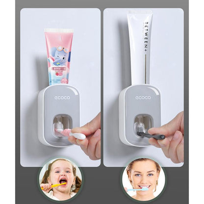 Ecoco Wall mount auto ands Free Toothpaste Dispenser Automatic Toothpaste Squeezer Bathroom Toothpaste Holder V255-E1922-BL