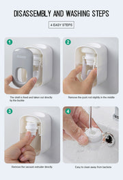 Ecoco Wall mount auto ands Free Toothpaste Dispenser Automatic Toothpaste Squeezer Bathroom Toothpaste Holder V255-E1922-BL