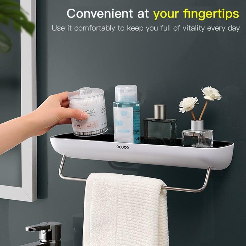 Bathroom Shelves Organizer Wall Mount Home Towel shelf Shampoo Rack With Towel Bar Storage Rack Bathroom V255-E1923-G