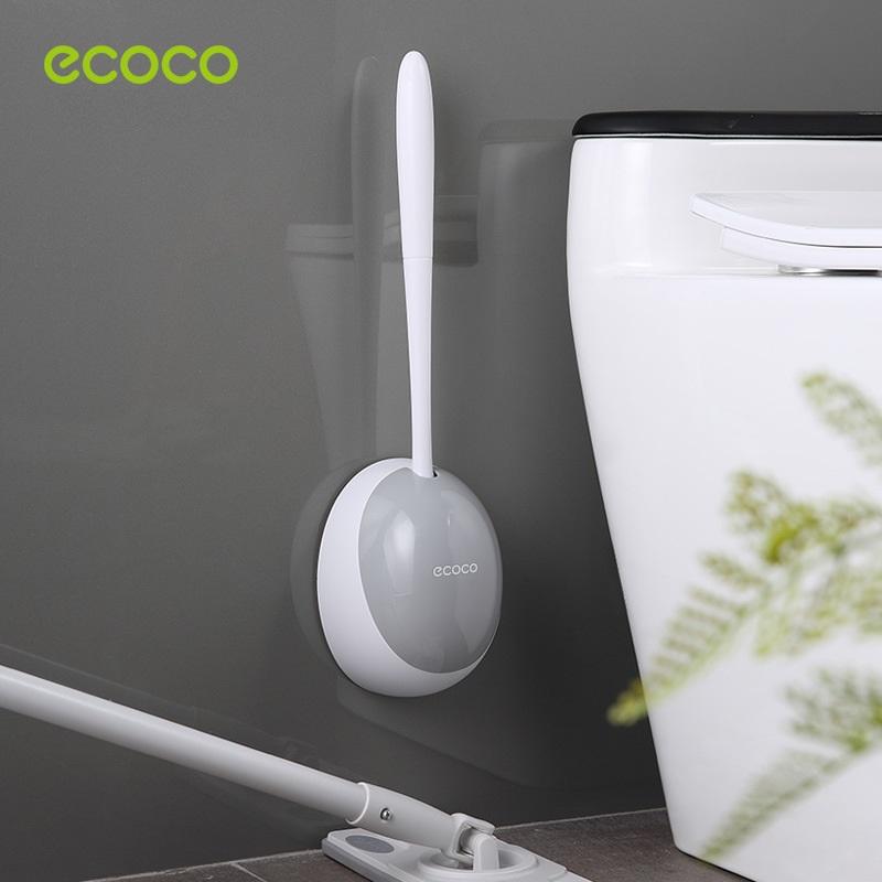 Ecoco Silicone Water Drop Toilet Brush Holder Set Wall-Mounted Cleaning Brush Tool Grey V255-E2023-G