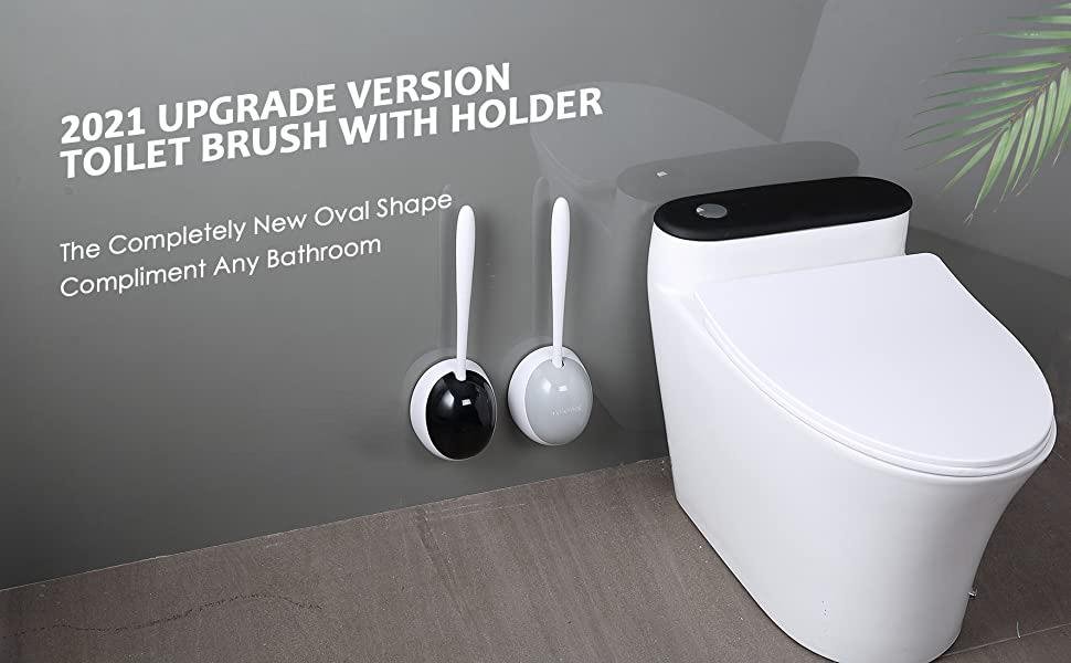 Ecoco Silicone Water Drop Toilet Brush Holder Set Wall-Mounted Cleaning Brush Tool Grey V255-E2023-G