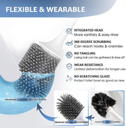 Ecoco Silicone Water Drop Toilet Brush Holder Set Wall-Mounted Cleaning Brush Tool Grey V255-E2023-G