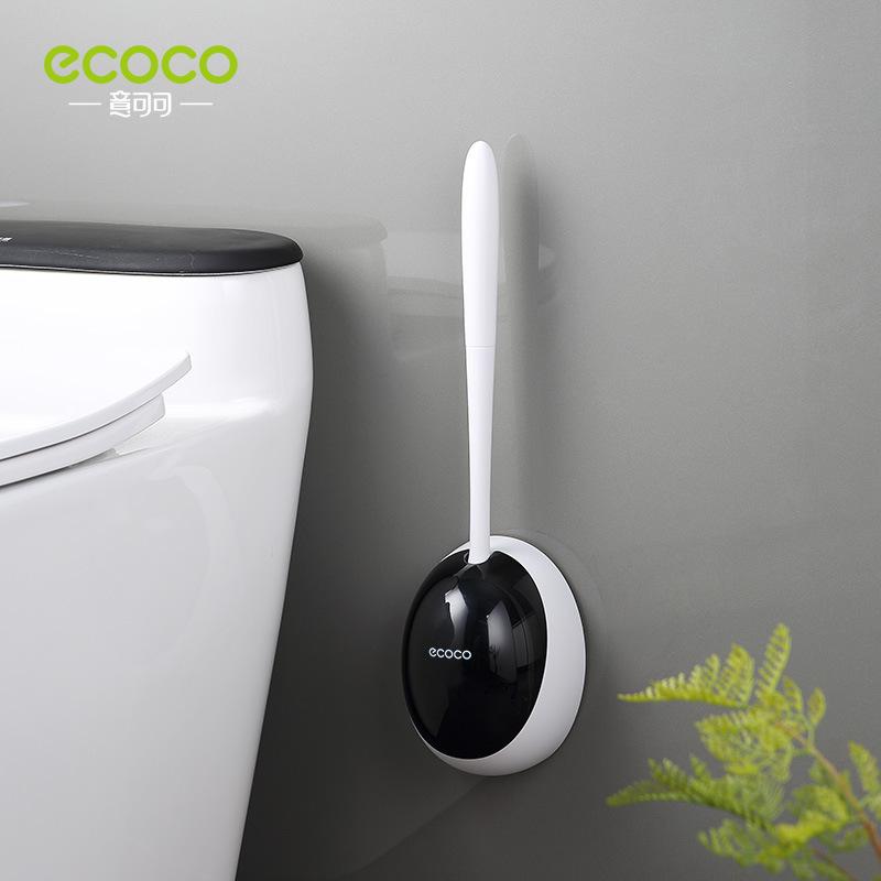 Ecoco Silicone Water Drop Toilet Brush Holder Set Wall-Mounted Cleaning Brush Tool Grey V255-E2023-G