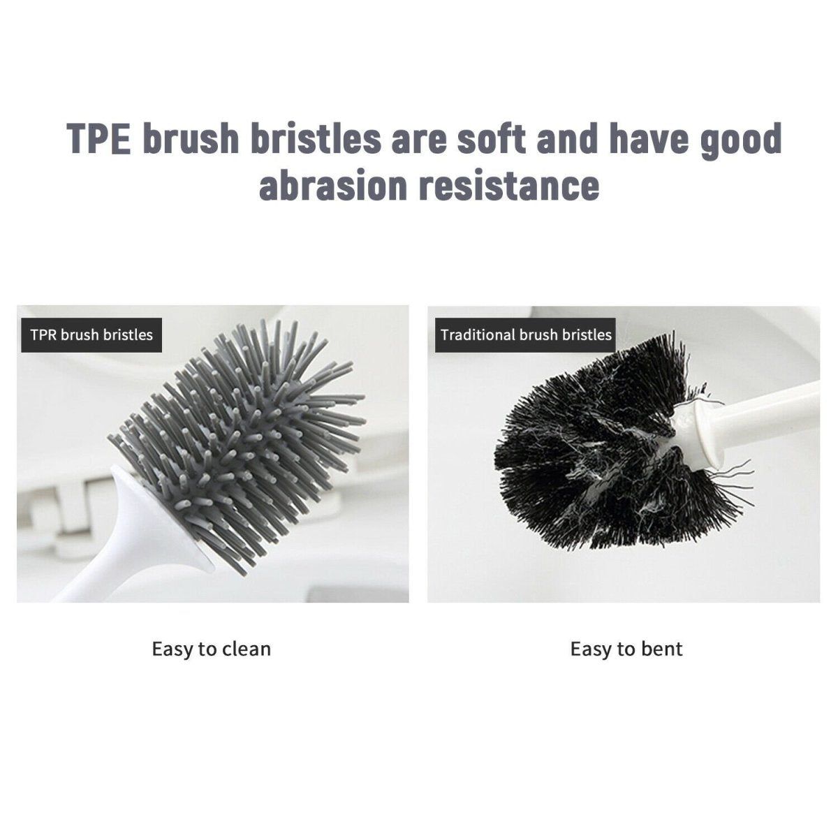 Ecoco Silicone Water Drop Toilet Brush Holder Set Wall-Mounted Cleaning Brush Tool Grey V255-E2023-G