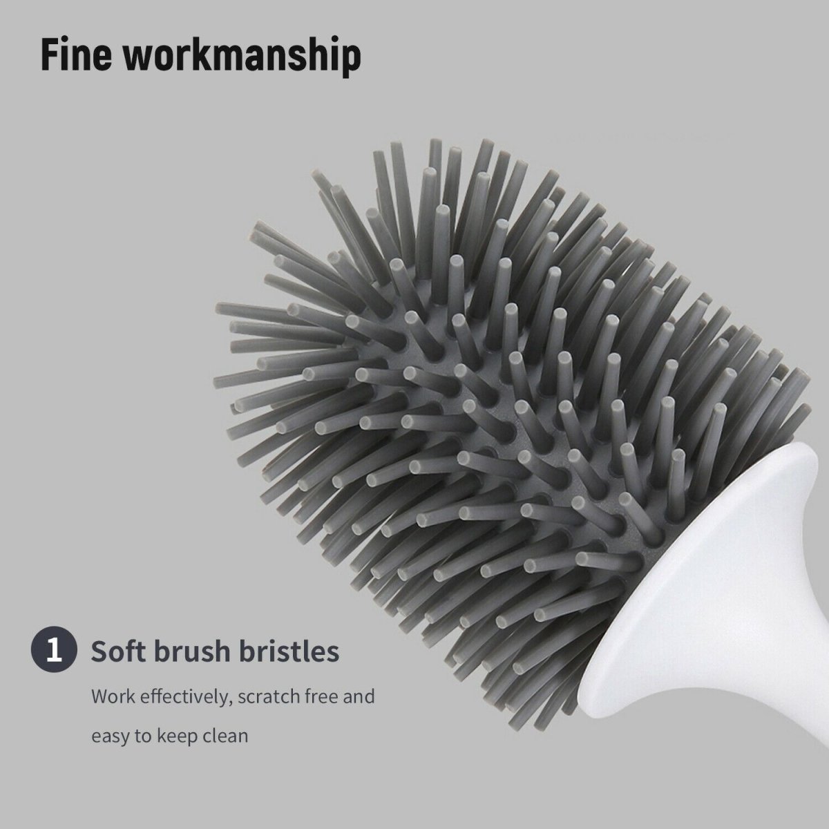 Ecoco Silicone Water Drop Toilet Brush Holder Set Wall-Mounted Cleaning Brush Tool Grey V255-E2023-G