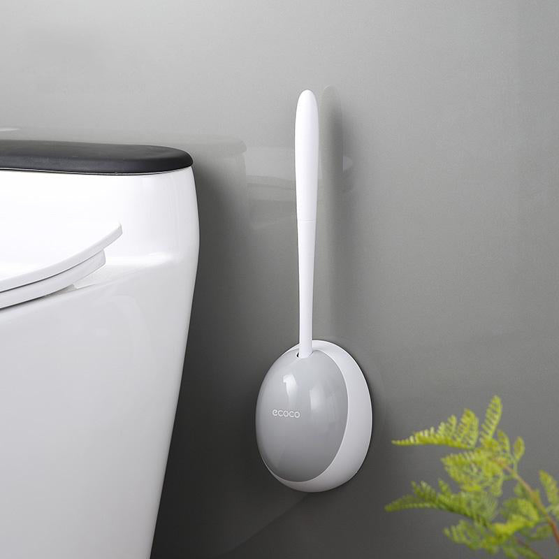 Ecoco Silicone Water Drop Toilet Brush Holder Set Wall-Mounted Cleaning Brush Tool Grey V255-E2023-G