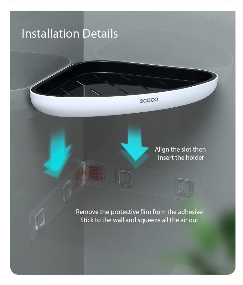 Ecoco Bathroom Corner Shower Shelf Corner Shower Caddy Shower Storage Organizer Wall Mounted for Bathroom, V255-E2030-B