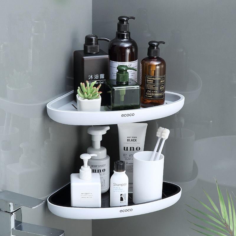 Ecoco Bathroom Corner Shower Shelf Corner Shower Caddy Shower Storage Organizer Wall Mounted for Bathroom, V255-E2030-B