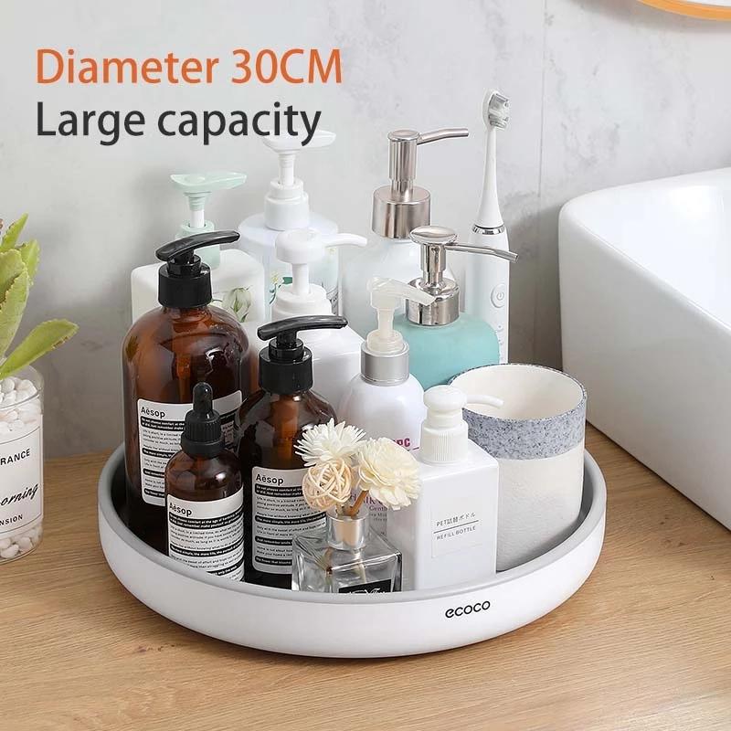 Ecoco Kitchen Rotating Spice Condiment Storage Rack Bathroom Swivel Tray Organizer Black V255-E2202-B