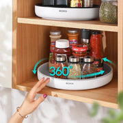Ecoco Kitchen Rotating Spice Condiment Storage Rack Bathroom Swivel Tray Organizer Black V255-E2202-B