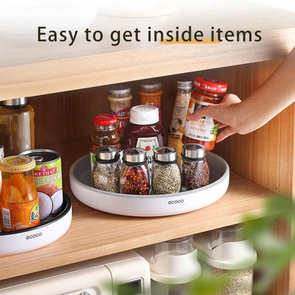 Ecoco Kitchen Rotating Spice Condiment Storage Rack Bathroom Swivel Tray Organizer Black V255-E2202-B