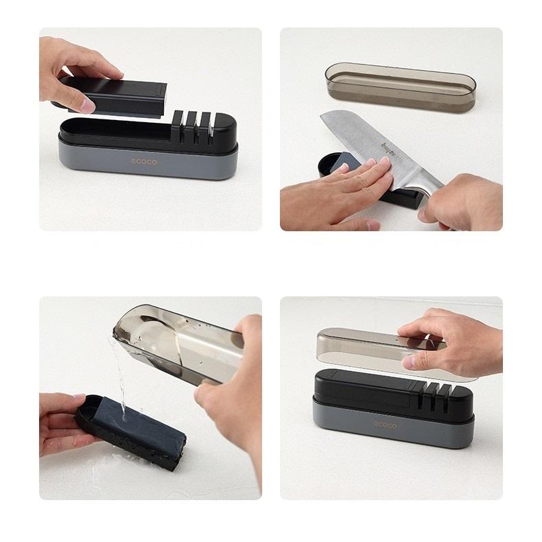 Multipurpose Ceramic Carbide Knife Shapener For Knives Scissors Cleaver Keychain Grey V255-ECOCO-SHARPEN-GREY