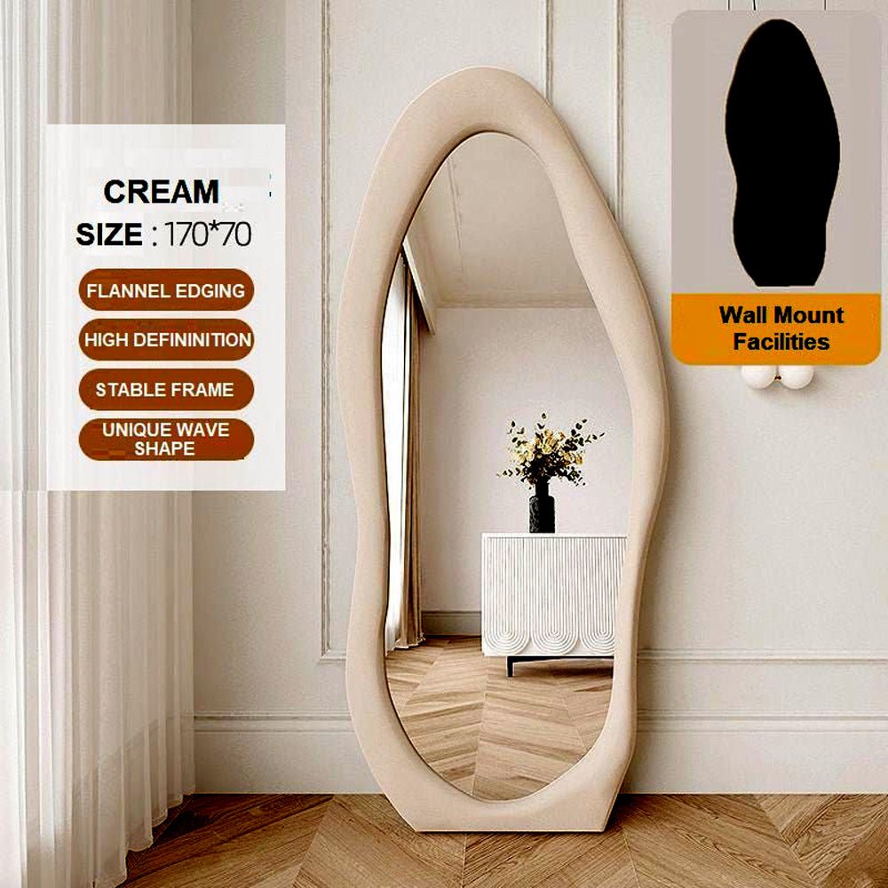 1.7m Standing Maiden Mirror Full Length Aesthetic Full Size Floor Mirror Bedroom Creative Modern Deco Cream V255-FBMI-CL-CR_170