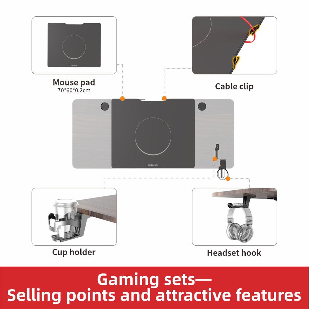 Gaming Standing Desk Home Office Lift Electric Height Adjustable Sit To Stand Motorized Standing Desk 1460 V255-GAMINGSD-1460