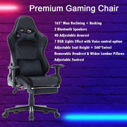 7 RGB Lights Bluetooth Speaker Gaming Chair Ergonomic Racing chair 165 degrees Reclining Gaming Seat 4D V255-GCHAIR-34-BBLACK