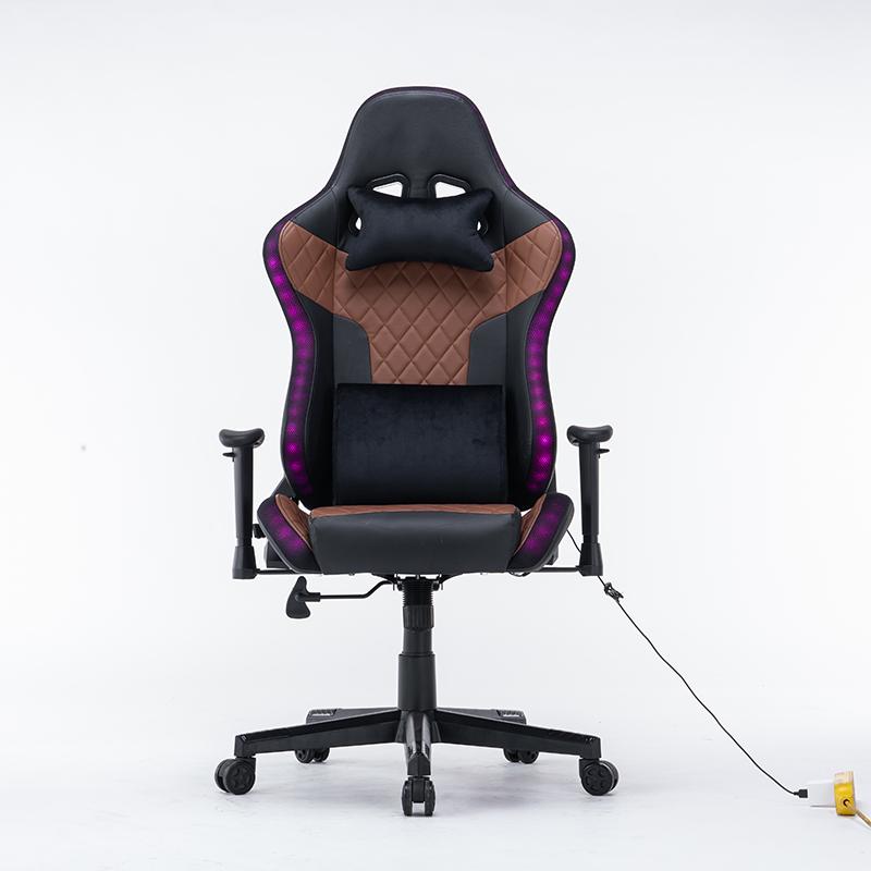 7 RGB Lights Bluetooth Speaker Gaming Chair Ergonomic Racing chair 165 degrees Reclining Gaming Seat 4D V255-GCHAIR-34-BBLACK