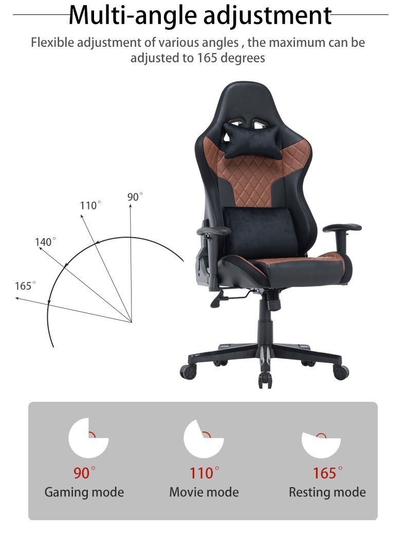 7 RGB Lights Bluetooth Speaker Gaming Chair Ergonomic Racing chair 165 degrees Reclining Gaming Seat 4D V255-GCHAIR-34-BBLACK