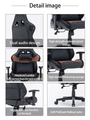 7 RGB Lights Bluetooth Speaker Gaming Chair Ergonomic Racing chair 165 degrees Reclining Gaming Seat 4D V255-GCHAIR-34-BBLACK