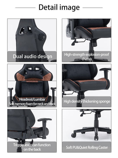 7 RGB Lights Bluetooth Speaker Gaming Chair Ergonomic Racing chair 165 degrees Reclining Gaming Seat 4D V255-GCHAIR-34-BBLACK