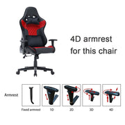 7 RGB Lights Bluetooth Speaker Gaming Chair Ergonomic Racing chair 165 degrees Reclining Gaming Seat 4D V255-GCHAIR-34-BBLACK