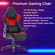 7 RGB Lights Bluetooth Speaker Gaming Chair Ergonomic Racing chair 165 degrees Reclining Gaming Seat 4D V255-GCHAIR-34-BBLACK