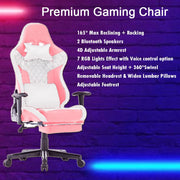 7 RGB Lights Bluetooth Speaker Gaming Chair Ergonomic Racing chair 165 degrees Reclining Gaming Seat 4D V255-GCHAIR-34-BBLACK