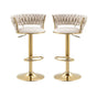 2x Height Adjustable Swivel Bar Stool Velvet Golden Base Barstools Chairs Padded Seat- Beige V255-GP1762-WH