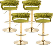 SERENITa 2x Height Adjustable Swivel Bar Stool Velvet Golden Base Barstools Chairs Padded Seat Olive Green V255-GP1762_OLIVEGREEN